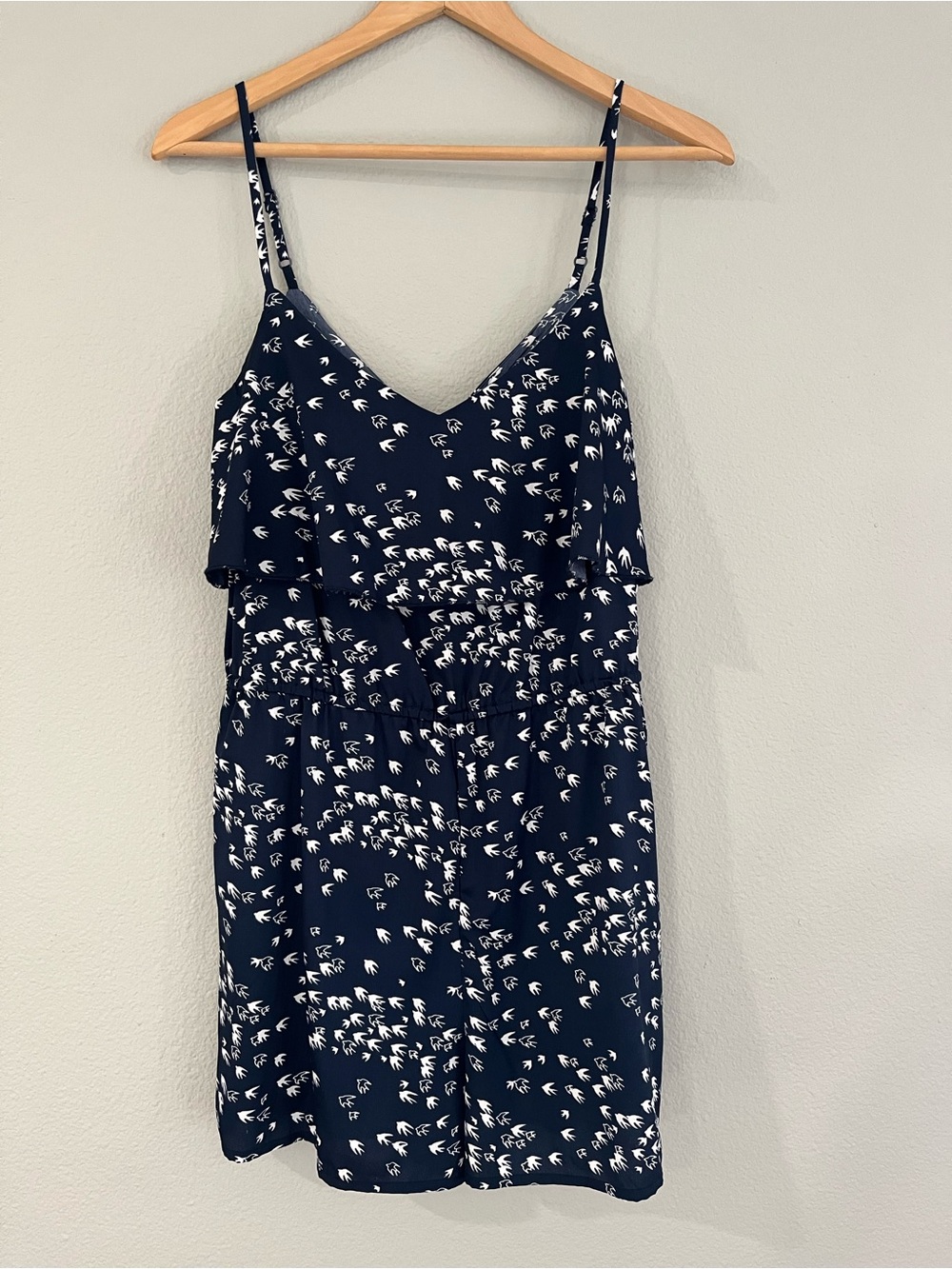 Navy Floral Print Spaghetti Strap Romper